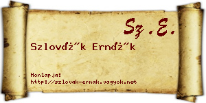 Szlovák Ernák névjegykártya